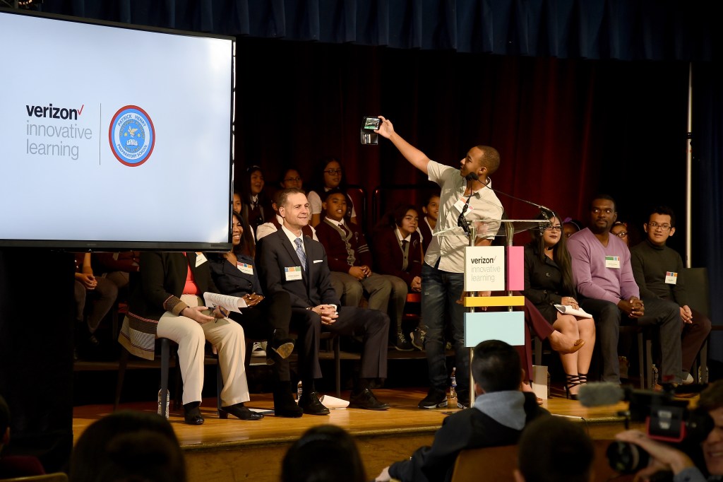 Jaylen Bledsoe speaks during Verizon Innovative Learning Event at P.S. 171 Patrick Henry School NEW YORK, NY - OCTOBER 29: Entrepreneur & Motivational Speaker Jaylen Bledsoe speaks during Verizon Innovative Learning Event at P.S. 171 Patrick Henry School on October 29, 2016 in New York City. (Photo by Ilya S. Savenok/Getty Images for Verizon)
