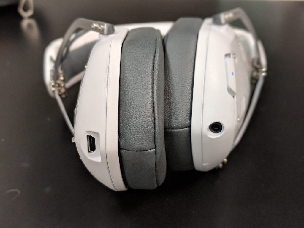 Charging port (left) and headphone jack (right) V-MODA Crossfade 2 Wireless Headphones Charging port (left) and headphone jack (right) V-MODA Crossfade 2 Wireless Headphones