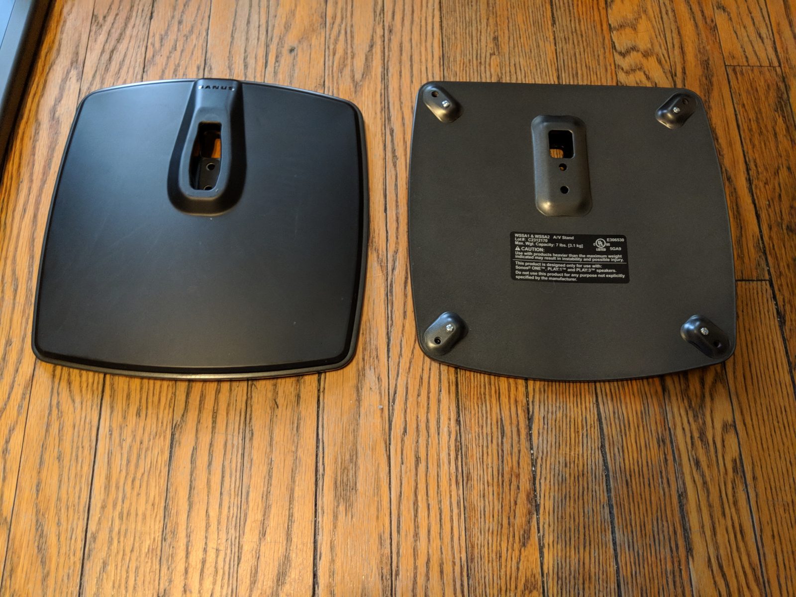 Floor Plates - Base - Sanus Adjustable Height Wireless Speaker Stands for Sonos One Play 1 - Review