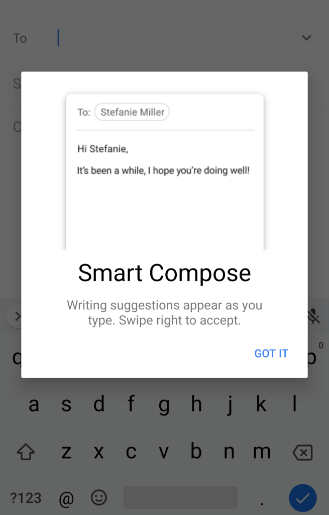 Android Pie - Smart Compose on Pixel 3 XL 