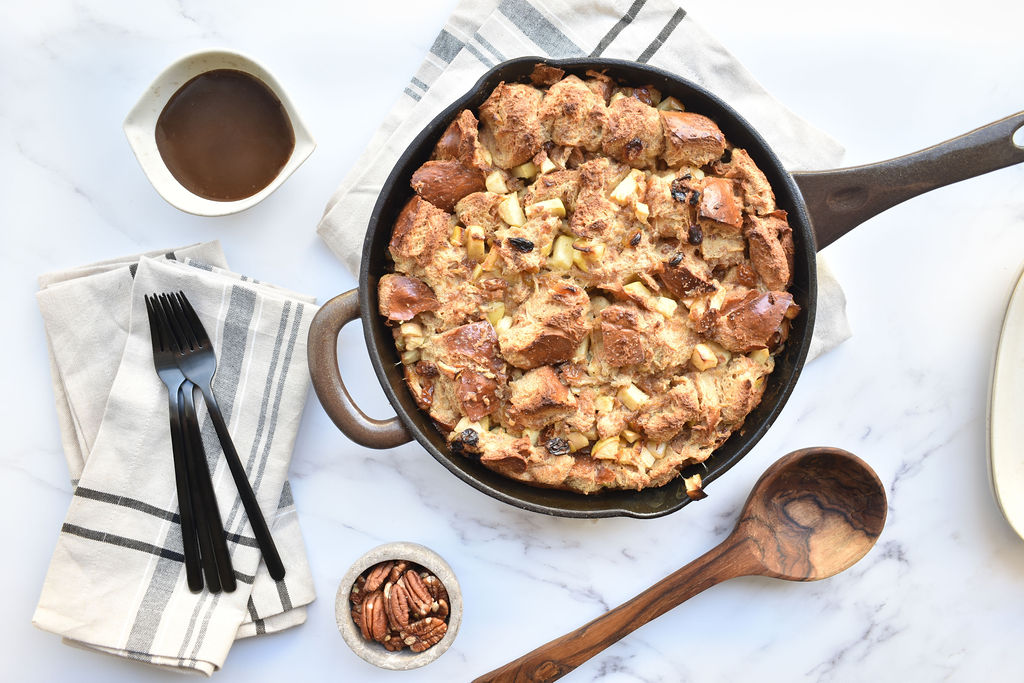 pan with Cast Iron pan Fall Bread Pudding with Brown Butter Apples and