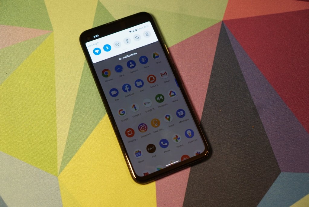 Phone screen on settings - Google Pixel 4a