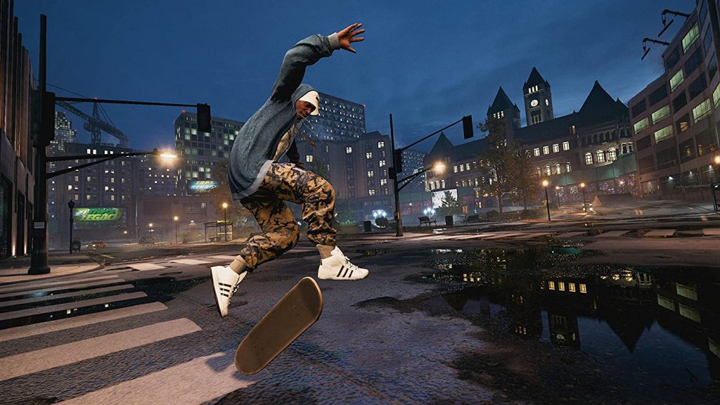 man mid jump with skateboard